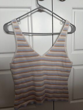 Gentle Fawn Striped V-Neck Tank Top - Light Blue & Beige